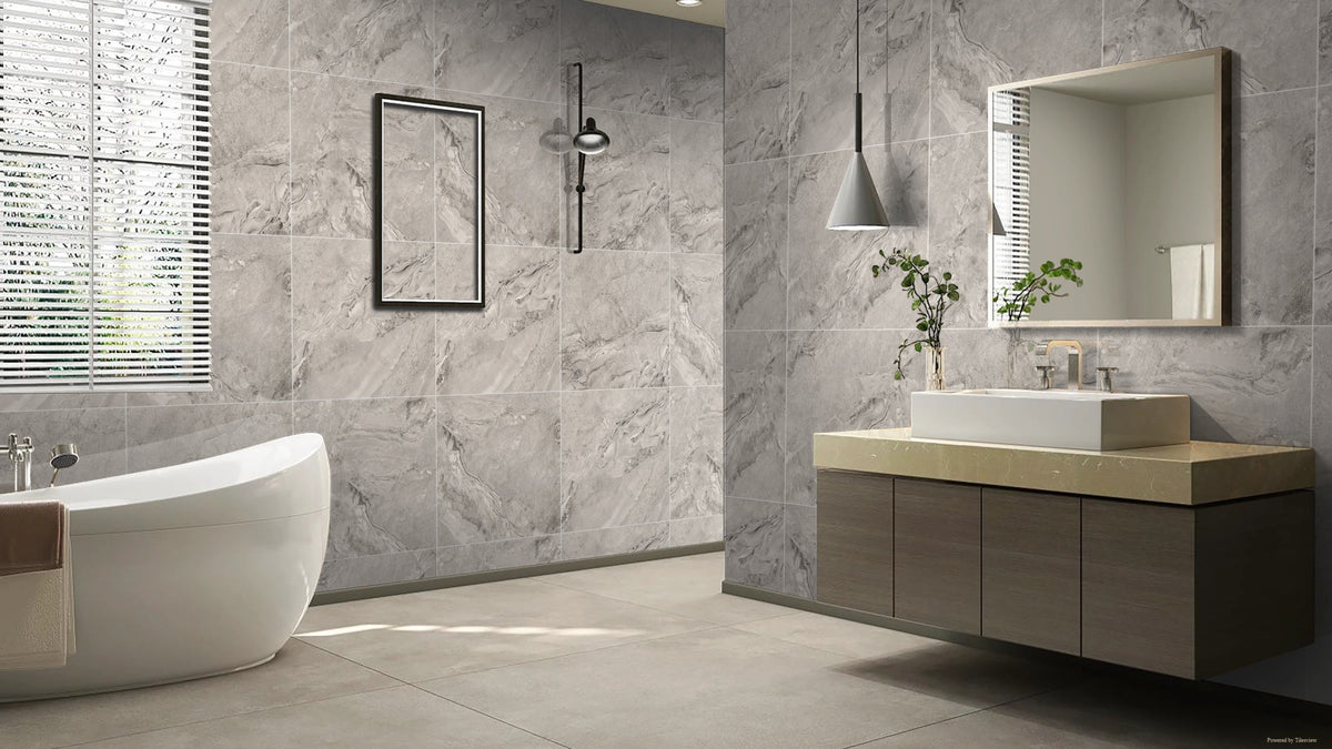 Stromboli Dark Grey Stone Porcelain Tile 60 x 60cm