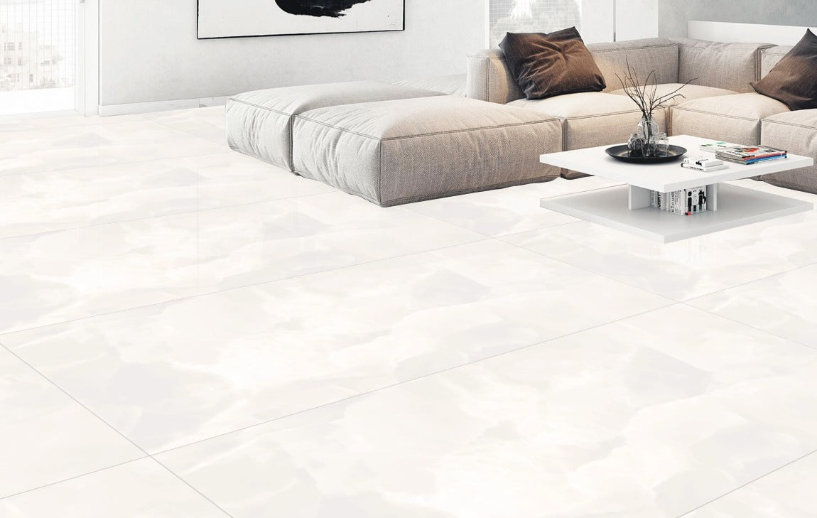 White Onyx 800mm x 1600mm Glossy Porcelain Tile