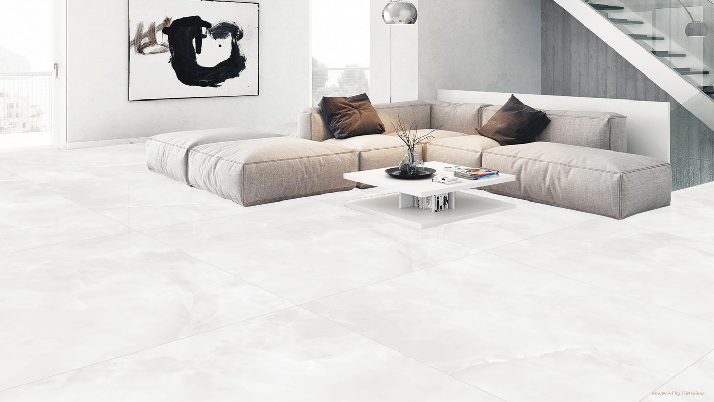 Light Grey Onyx 1200mm x 1200mm Gris Rivero Large Porcelain Glossy Tile