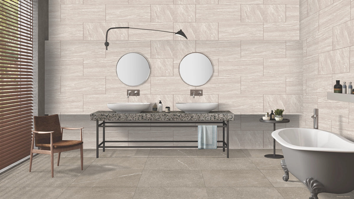 Light Grey 600mm x 300mm Grey Sparkle Porcelain Bathroom Tile