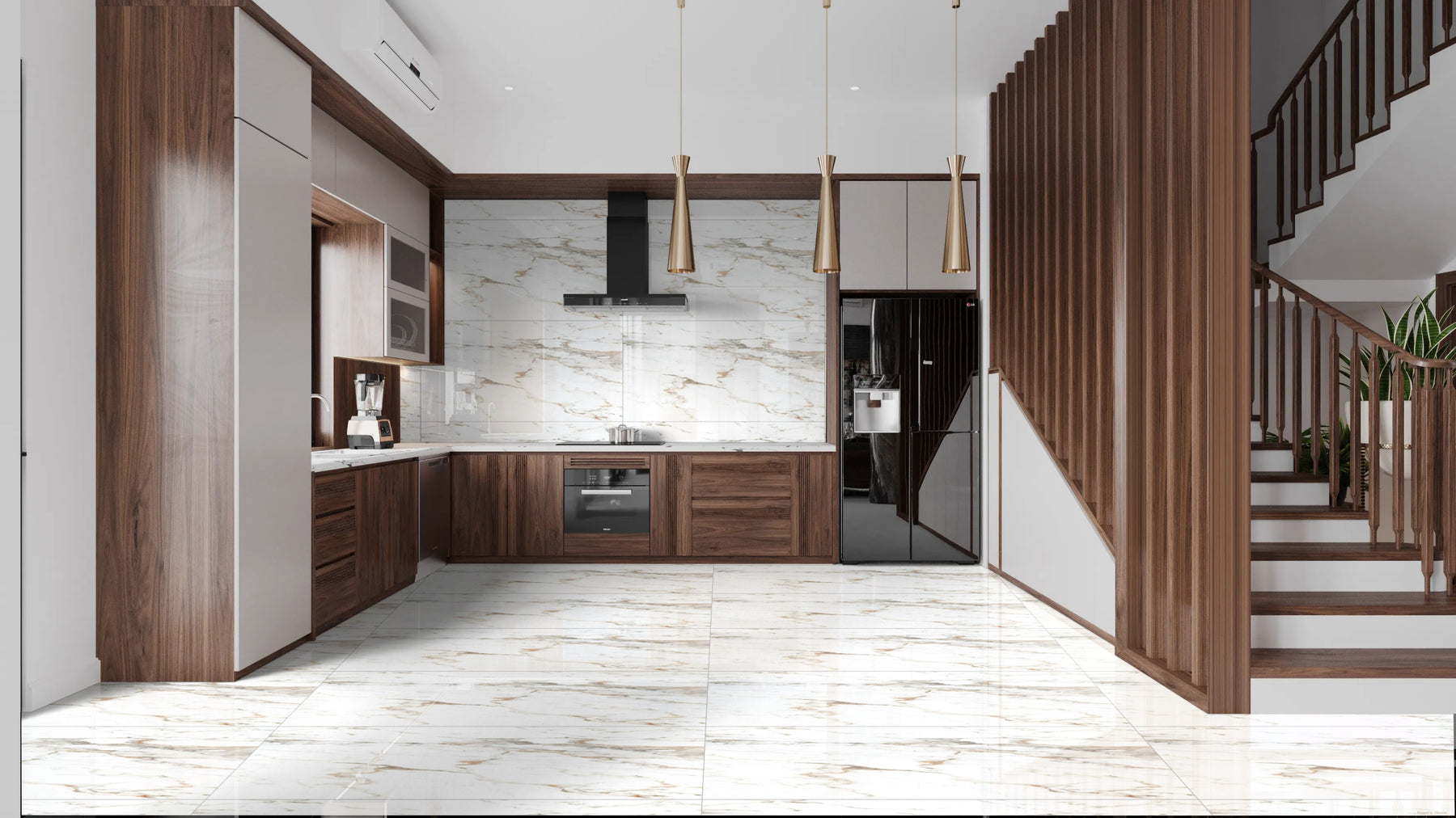 White and Golden Carrara 3D 600mm x 1200mm Porcelain Tiles