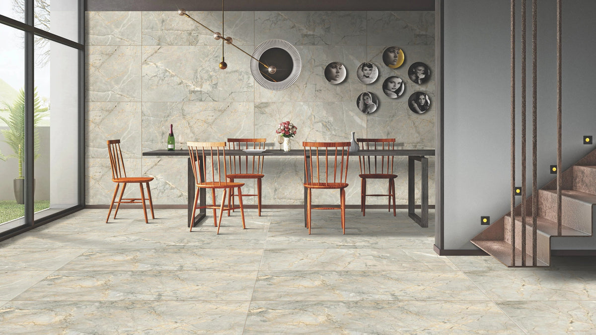 Creamy Brown Marble With Stone Effect Matt 600mm x 1200mm Grigio Dorada Floor Porcelain Tile