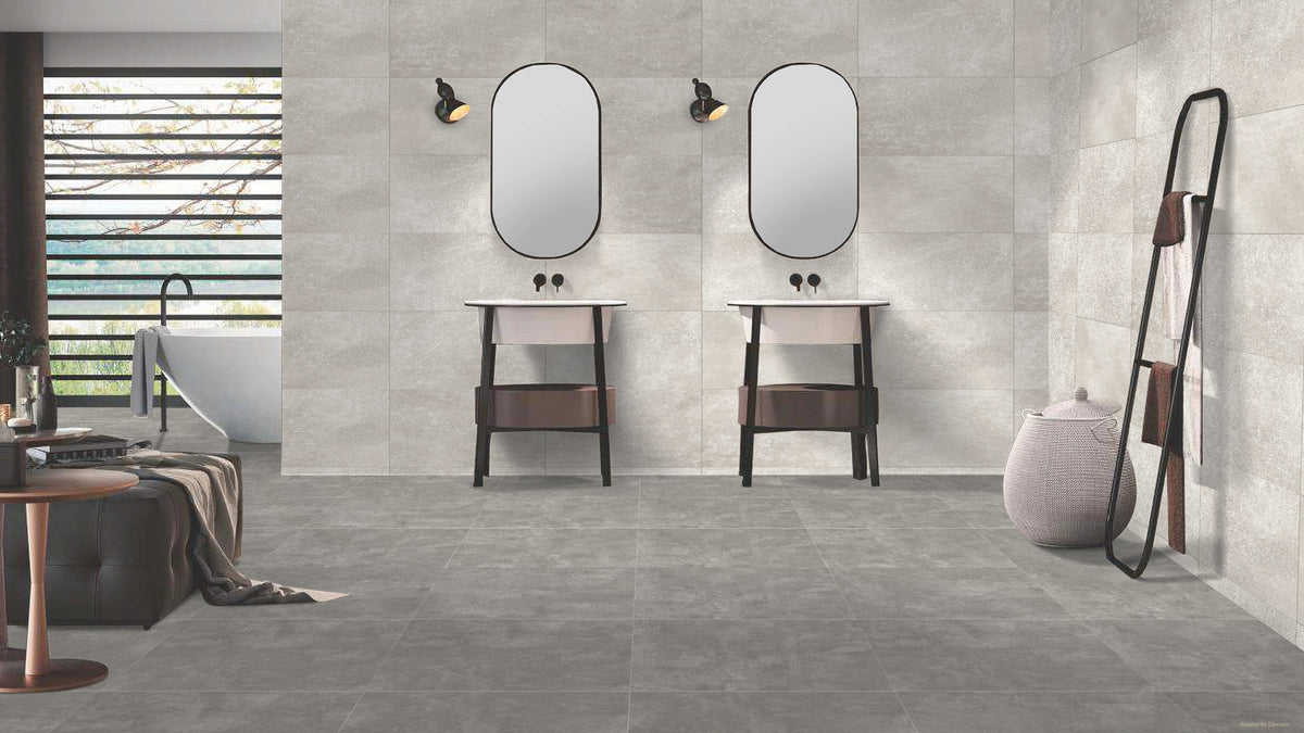 Stone Effect 600mm x 300mm Matt Gris Ola Porcelain Bathroom tile