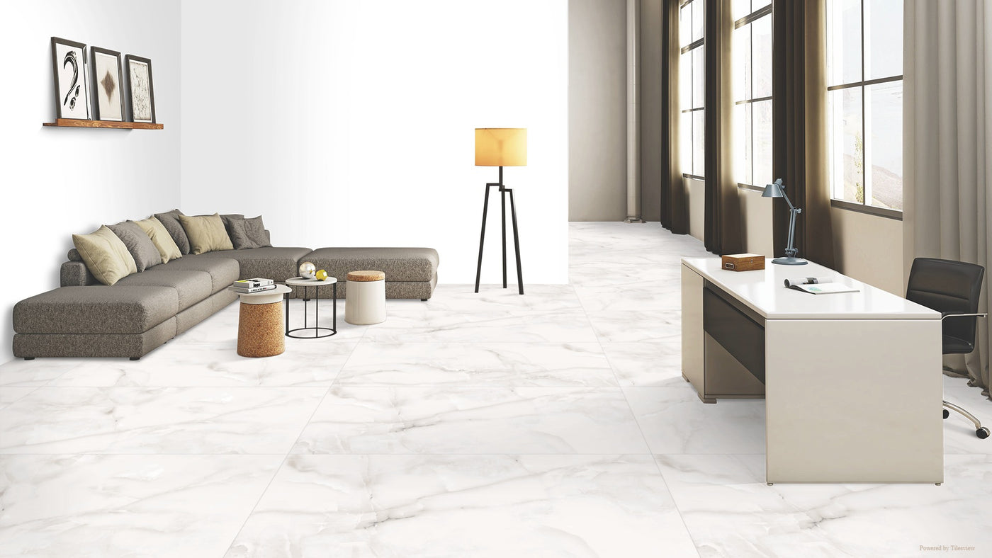 Light Grey Onyx 600mm x 1200mm Matt Porcelain Floor Tiles
