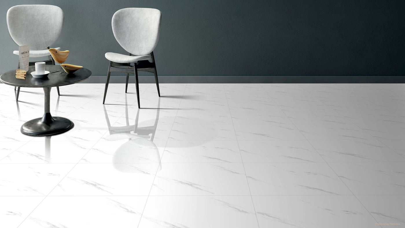 Square White Marble 600mm x 600mm Marmol Blanco Gloss Wall and Floor Porcelain Tile