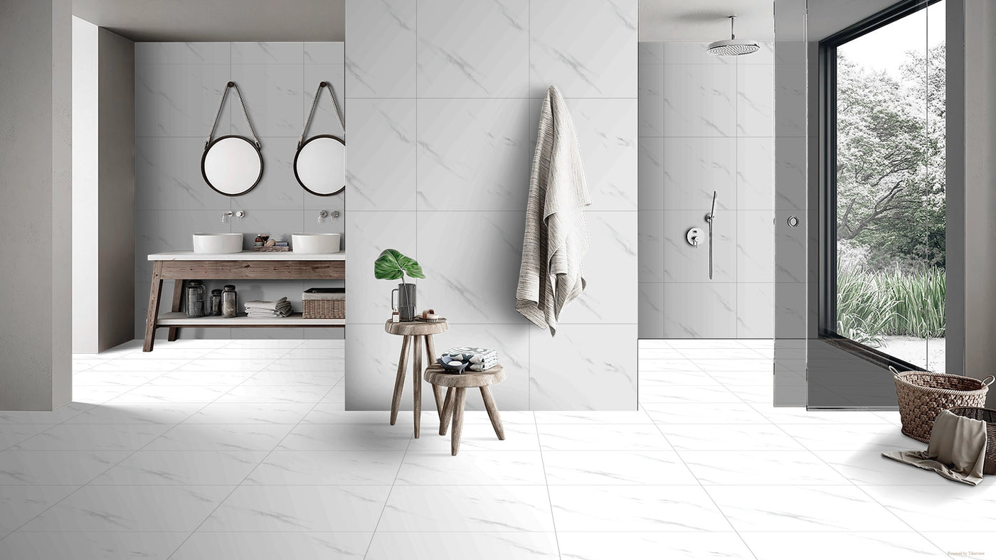 Square White Marble 600mm x 600mm Marmol Blanco Matt Wall and Floor Porcelain Tile