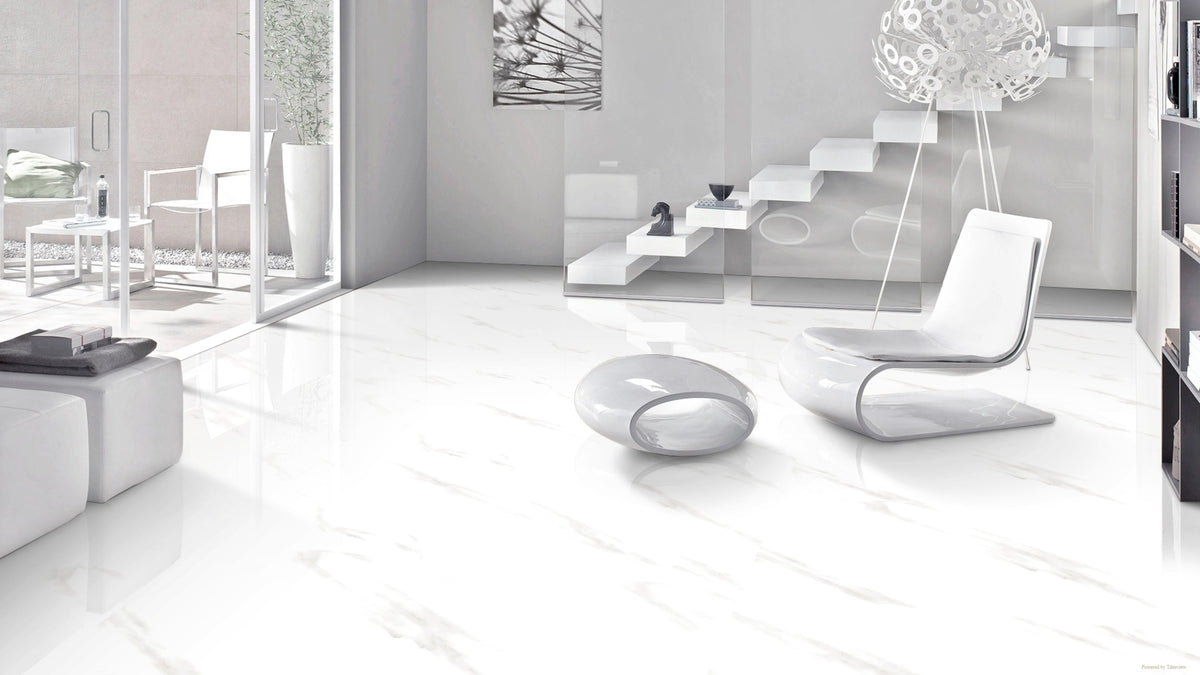 Large White Marble  600mm x 1200mm Marmol Blanco Gloss Wall and Floor Porcelain Tile