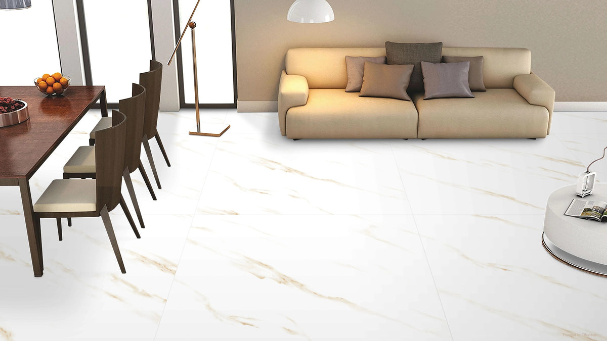 White And Gold Marble 1200mm x 1200mm Marmol Gold Matt Porcelain Extra Large Floor Tile