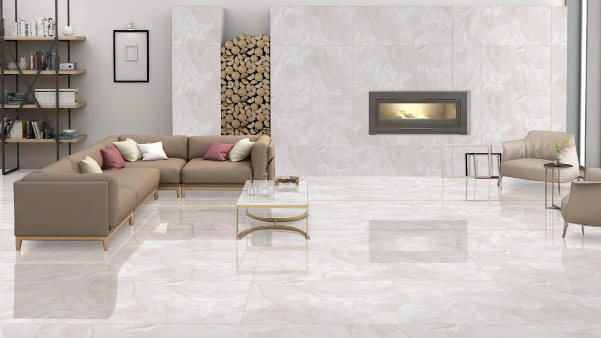 White Floor 600mm x 1200mm Nieve Blanco Matt Porcelain Tile