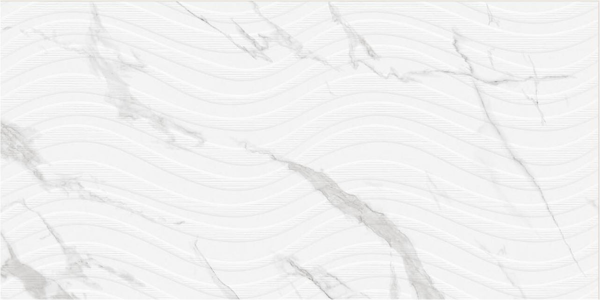 White 3D Veins Matt Marble Effect 600mm x 1200mm Statuario Bologna Porcelain Wall Tile