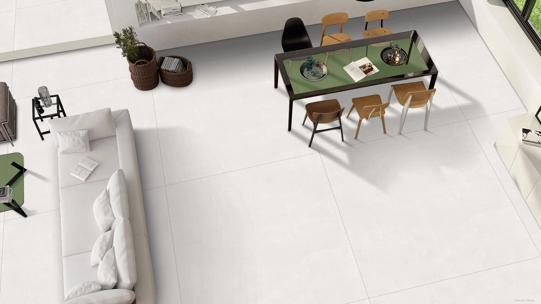 Extra Large Off White 1200mm x 1200mm Cloudy Light Porcelain Matt Floor Tile