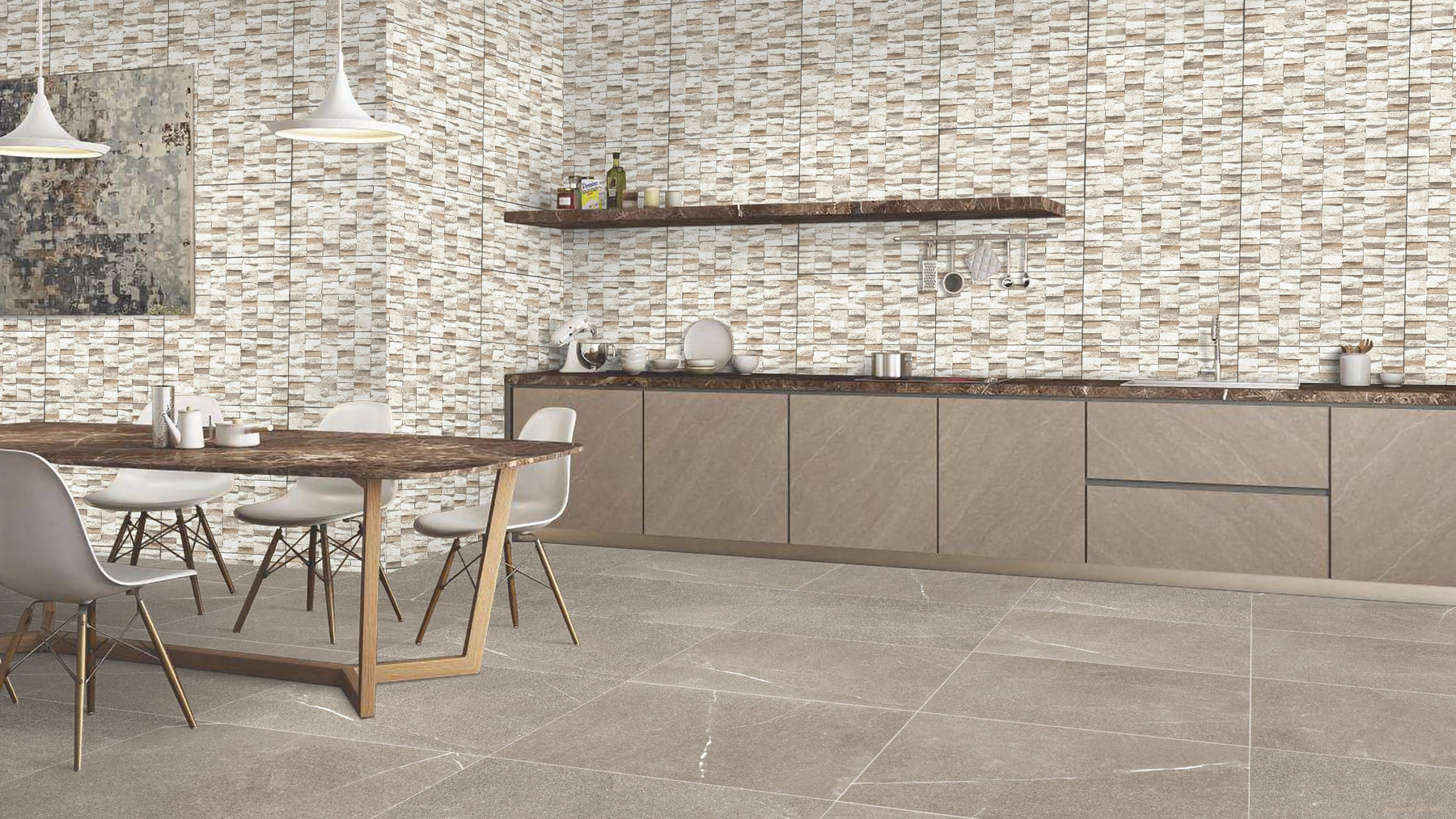 Creamy Brown Split Face 600mm x 300mm Matt Porcelain Tile