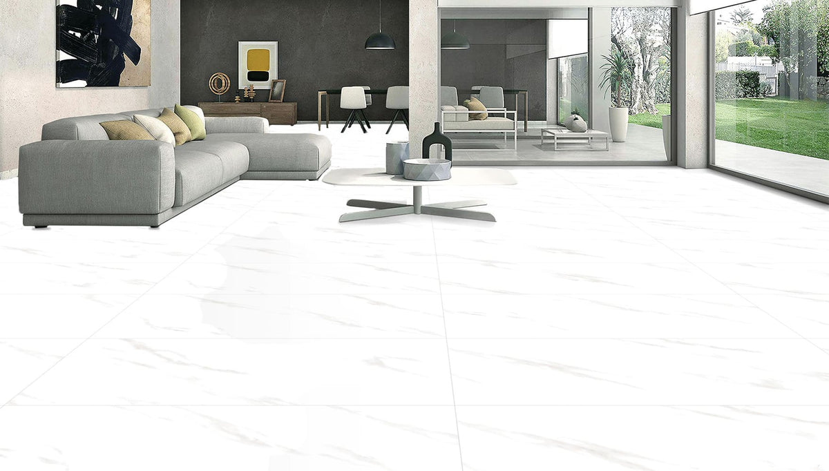 Large White Marble  600mm x 1200mm Marmol Blanco Matt Wall and Floor Porcelain Tile