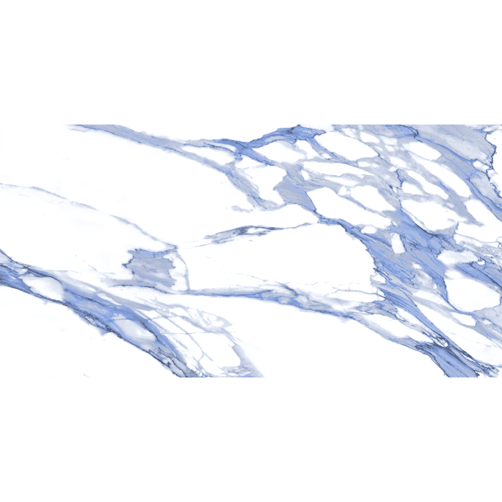 White And Blue Marble Effect 600mm x 1200mm Polished Porcelain Tile